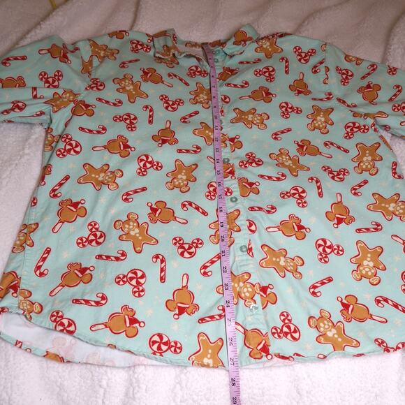 Mickey Disney Parks Christmas Flannel Pajama Top Sweet Treats XL Organic Cotton - Picture 14 of 14